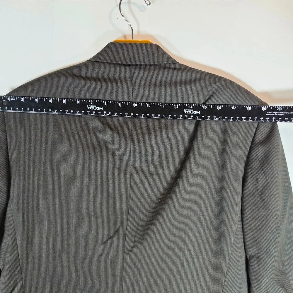 VTG Monsieur‎ Givenchy Blazer 38S 100% Worsted Wool Charcoal Pinstripe Jacket